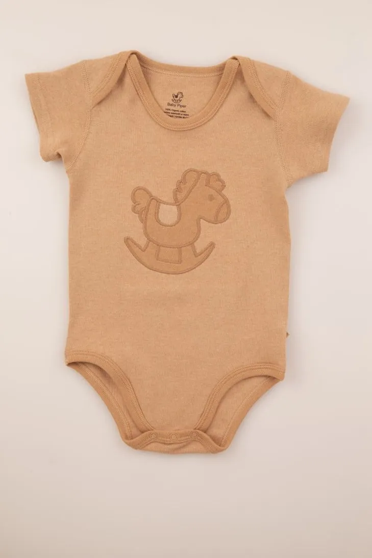 100% Organic Cotton Short Sleeve Bodysuit With mbroidered