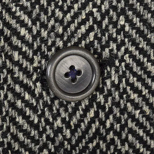 1950 Men's Irish Tweed Overcoat in Black & White Herringbone