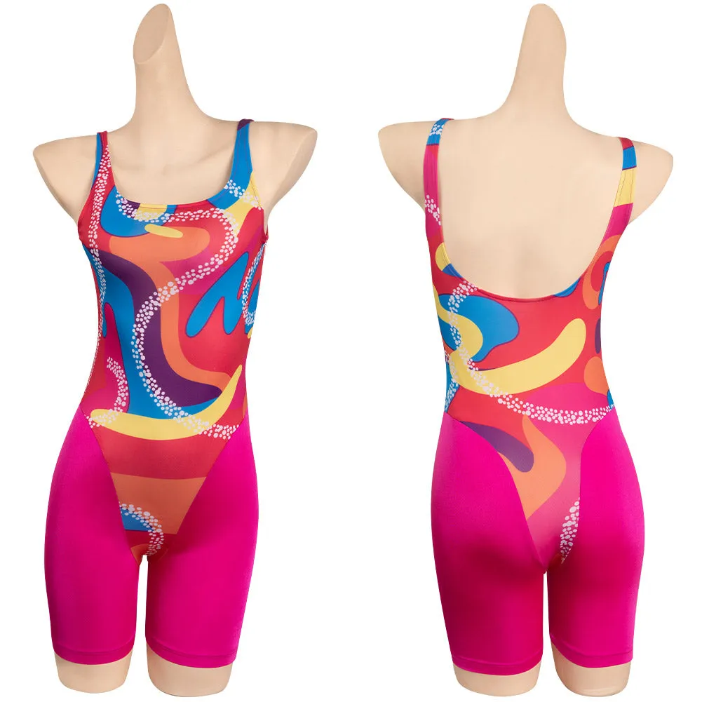 2023 Margot Robbie Hippie Printed Bodysuit Outfits Halloween Carnival Suit Cosplay Costume