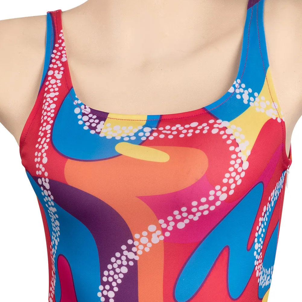 2023 Margot Robbie Hippie Printed Bodysuit Outfits Halloween Carnival Suit Cosplay Costume
