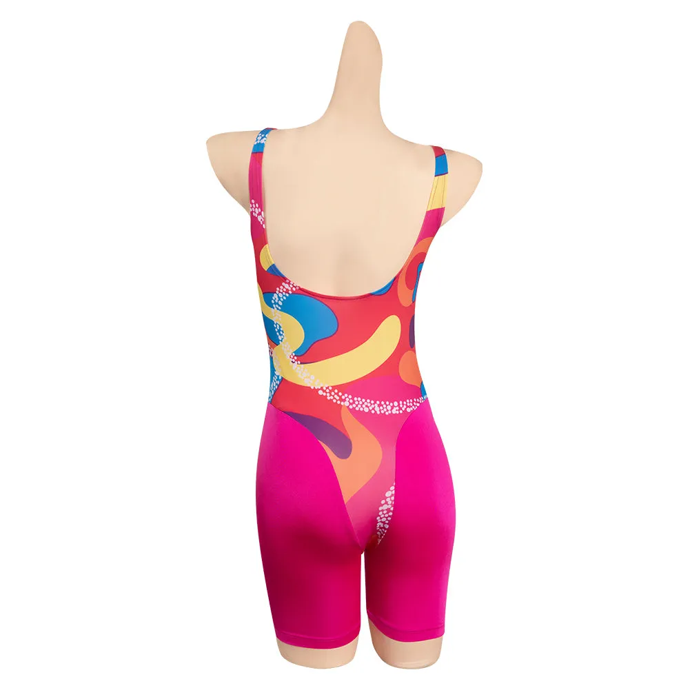 2023 Margot Robbie Hippie Printed Bodysuit Outfits Halloween Carnival Suit Cosplay Costume