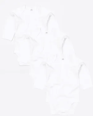 3 Pack White Organic Cotton Long Sleeve Bodysuits