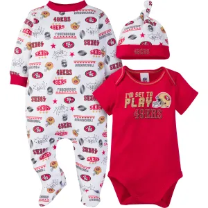 49ers 3 Piece Bodysuit, Sleeper and Cap Set