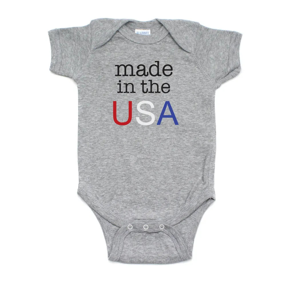 4th of July Made in the USA Text Short Sleeve Infant Bodysuit