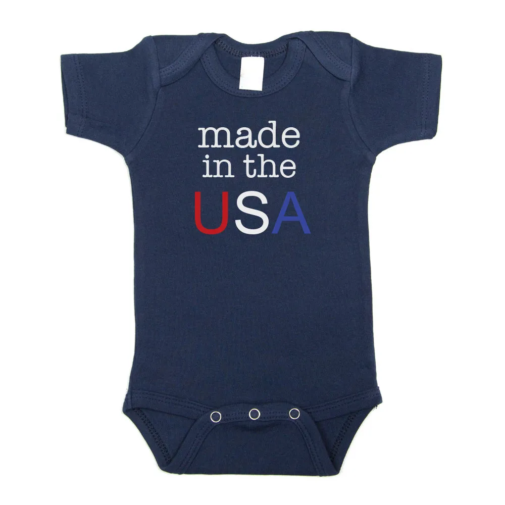 4th of July Made in the USA Text Short Sleeve Infant Bodysuit