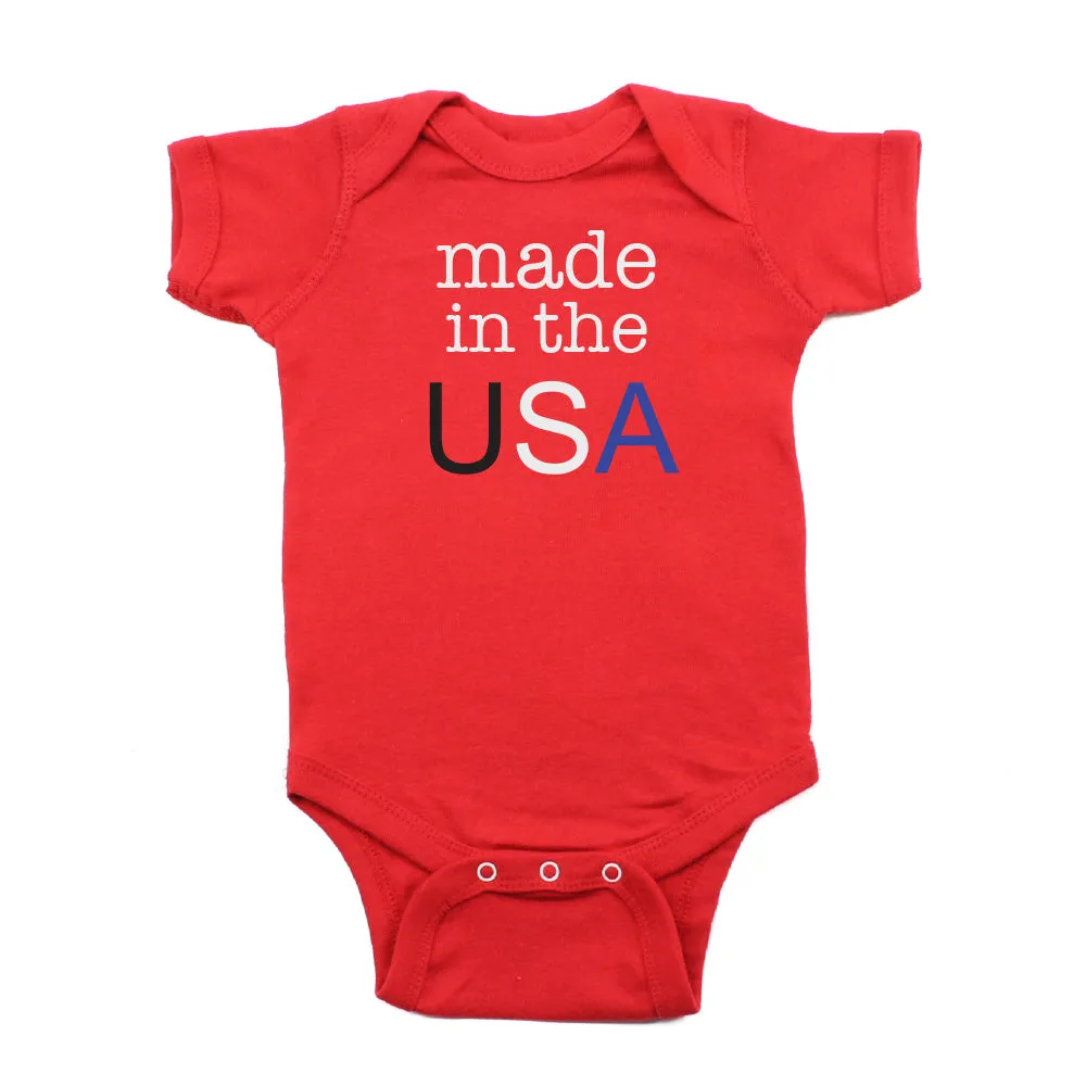 4th of July Made in the USA Text Short Sleeve Infant Bodysuit