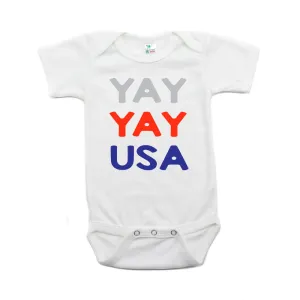 4th of July Yay Yay USA Text Short Sleeve Infant Bodysuit