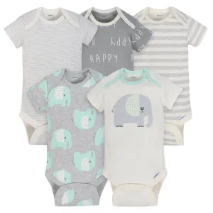 5-Pack Organic Baby Unisex Onesies® Bodysuit Set - Elephant Stripe