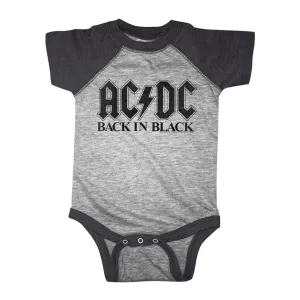 AC/DC Bib In Black Baby Baseball Bodysuit
