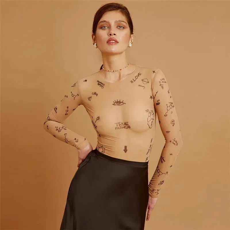 Aeris Tattoo Symbols Tissue Bodysuit