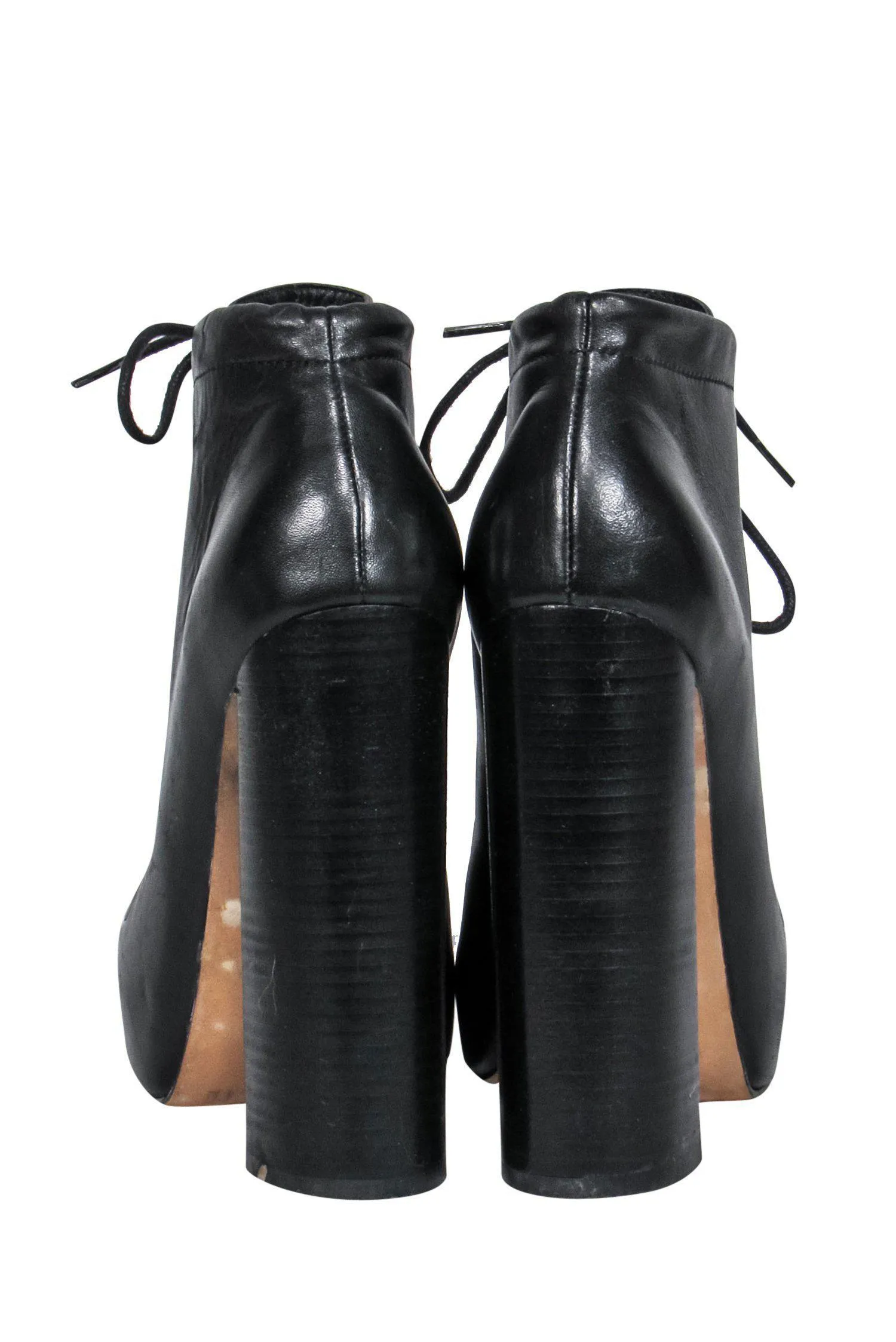 Alexander Wang - Black Leather High Heeled Tied Platform Booties Sz 6