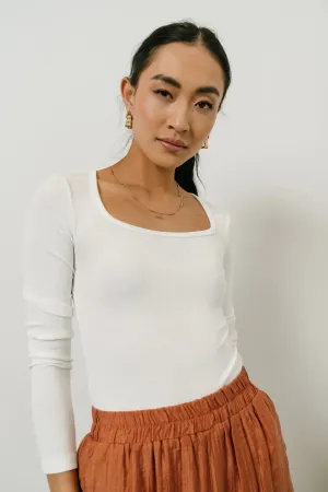 Amy Square Neck Bodysuit in White - FINAL SALE