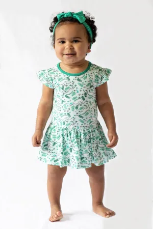 Aquamarine Narwhals Twirling Bodysuit Dress (3M-18M)