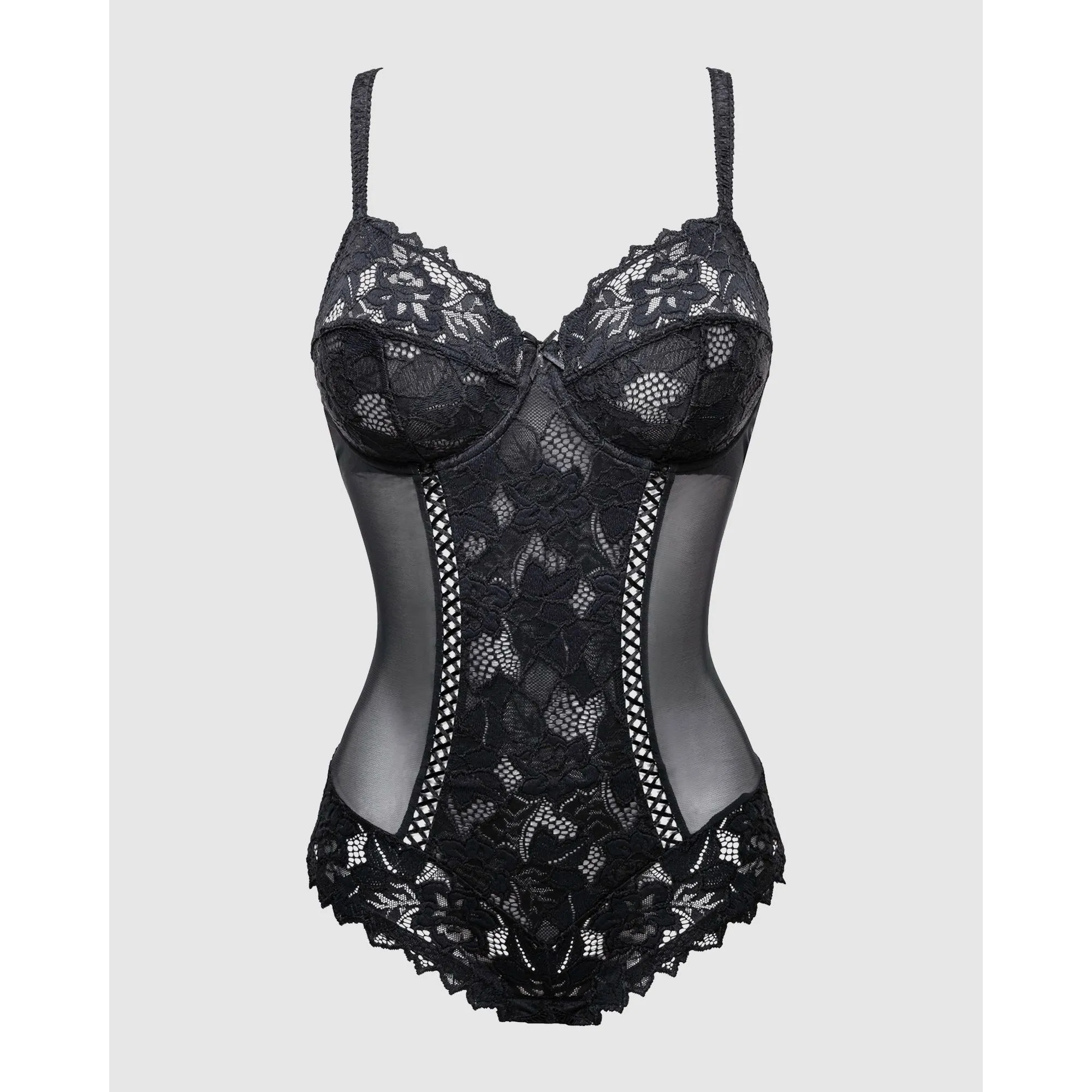 Arum Underwire Lace Bodysuit-Black