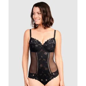 Arum Underwire Lace Bodysuit-Black
