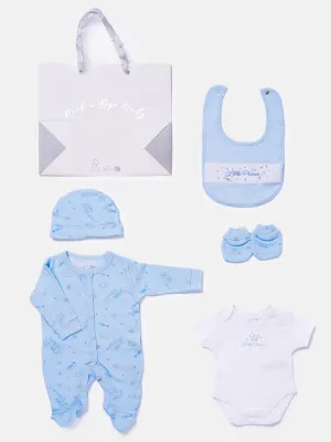 Baby Boy "Little Prince" Watch Me Grow 5-piece Set - Blue