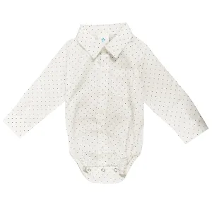 Baby Boys' Long-Sleeve White Bodysuit with Black Dots 4302