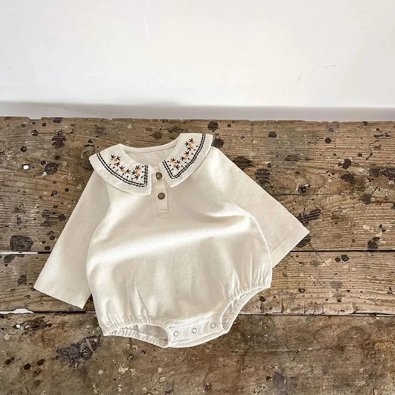 Baby Embroidered Lapel Bodysuit