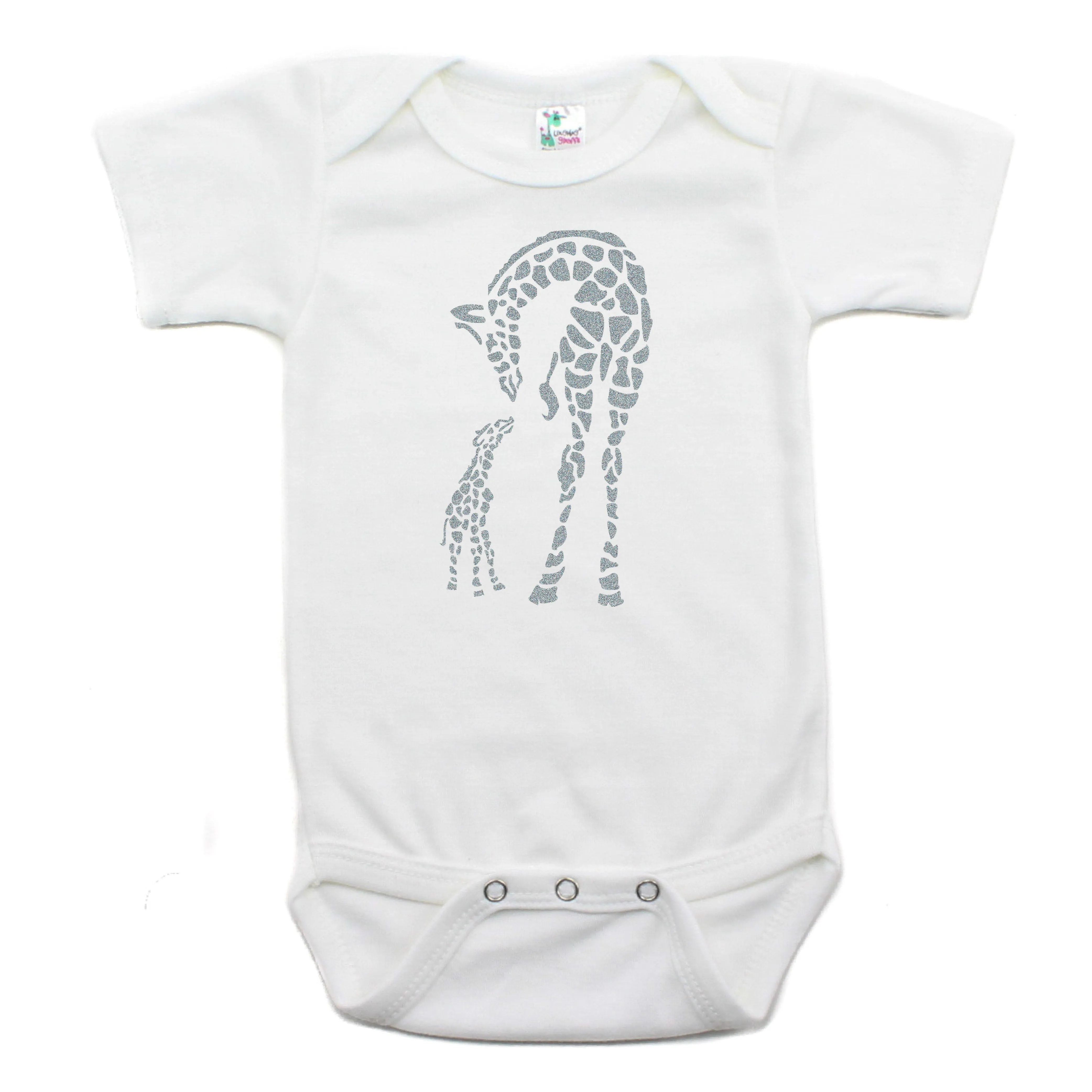 Baby Giraffe and Mommy Short Sleeve Bodysuit
