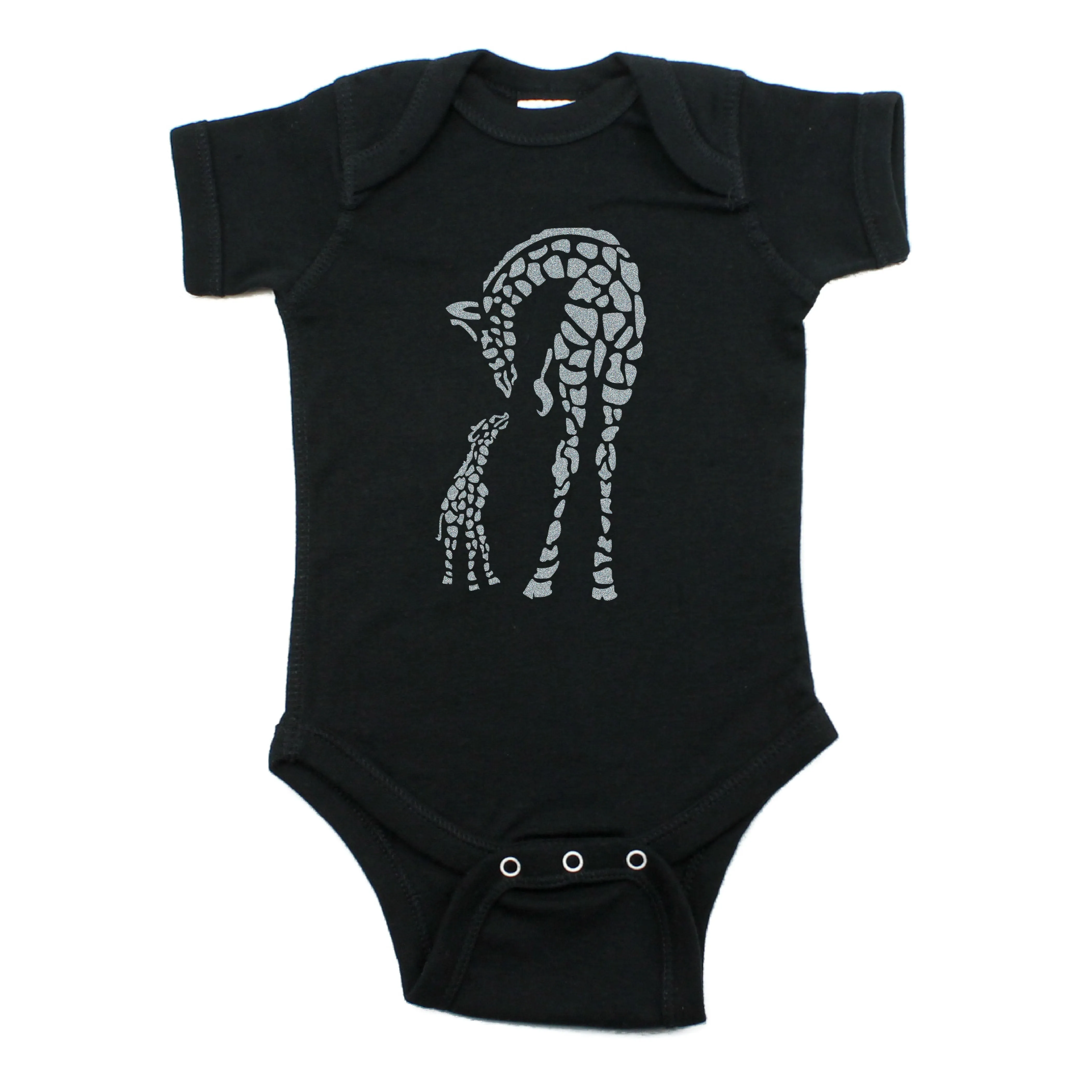 Baby Giraffe and Mommy Short Sleeve Bodysuit