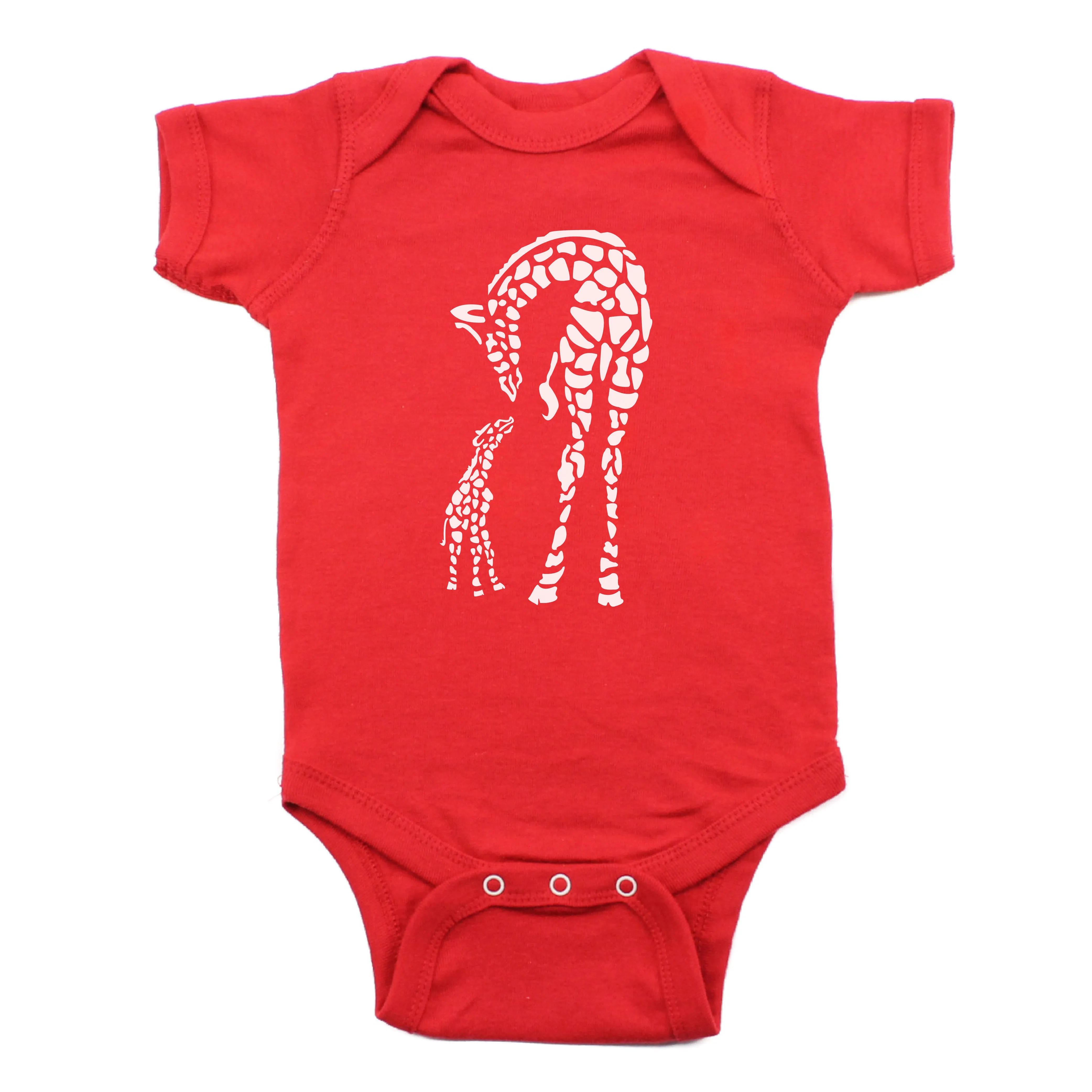 Baby Giraffe and Mommy Short Sleeve Bodysuit