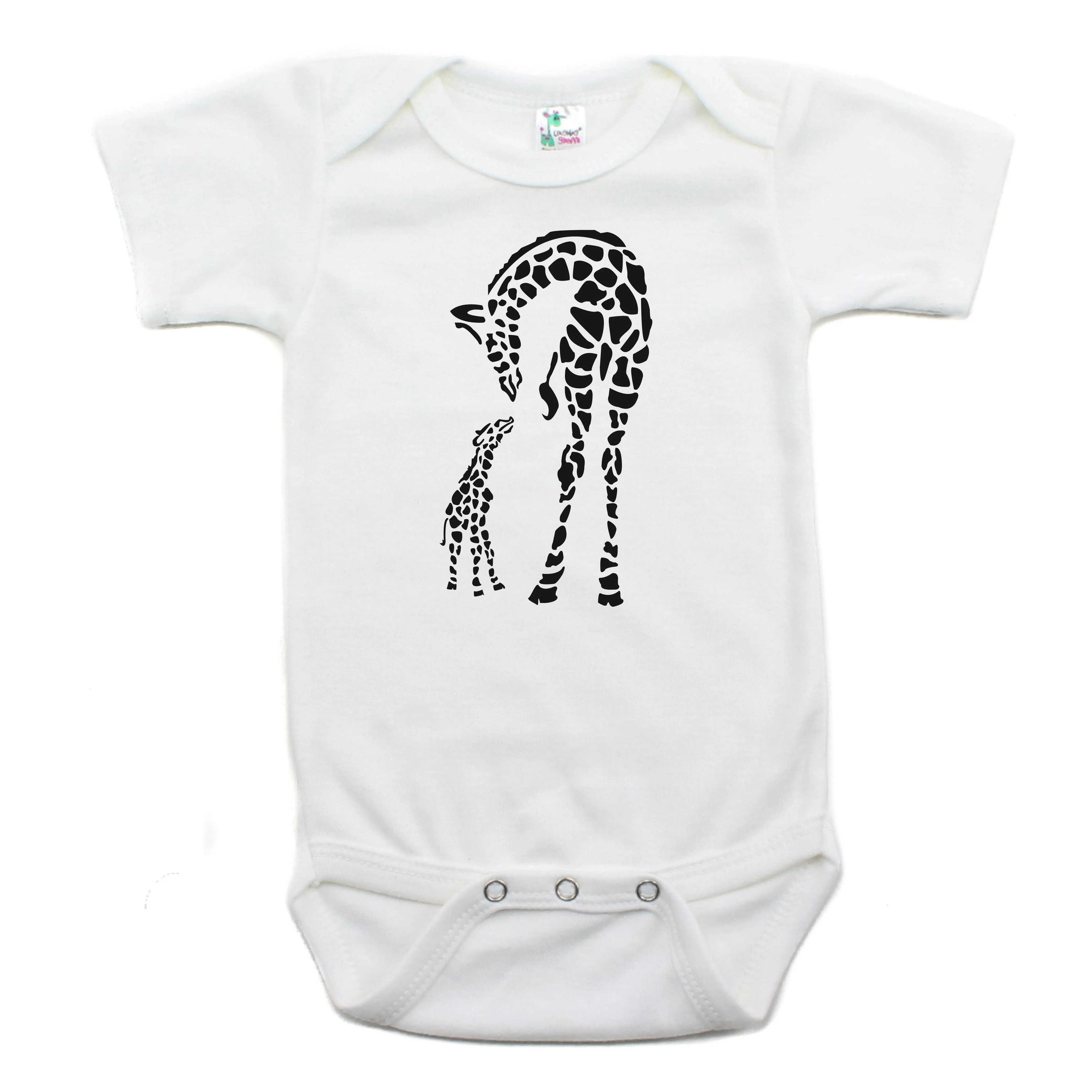 Baby Giraffe and Mommy Short Sleeve Bodysuit