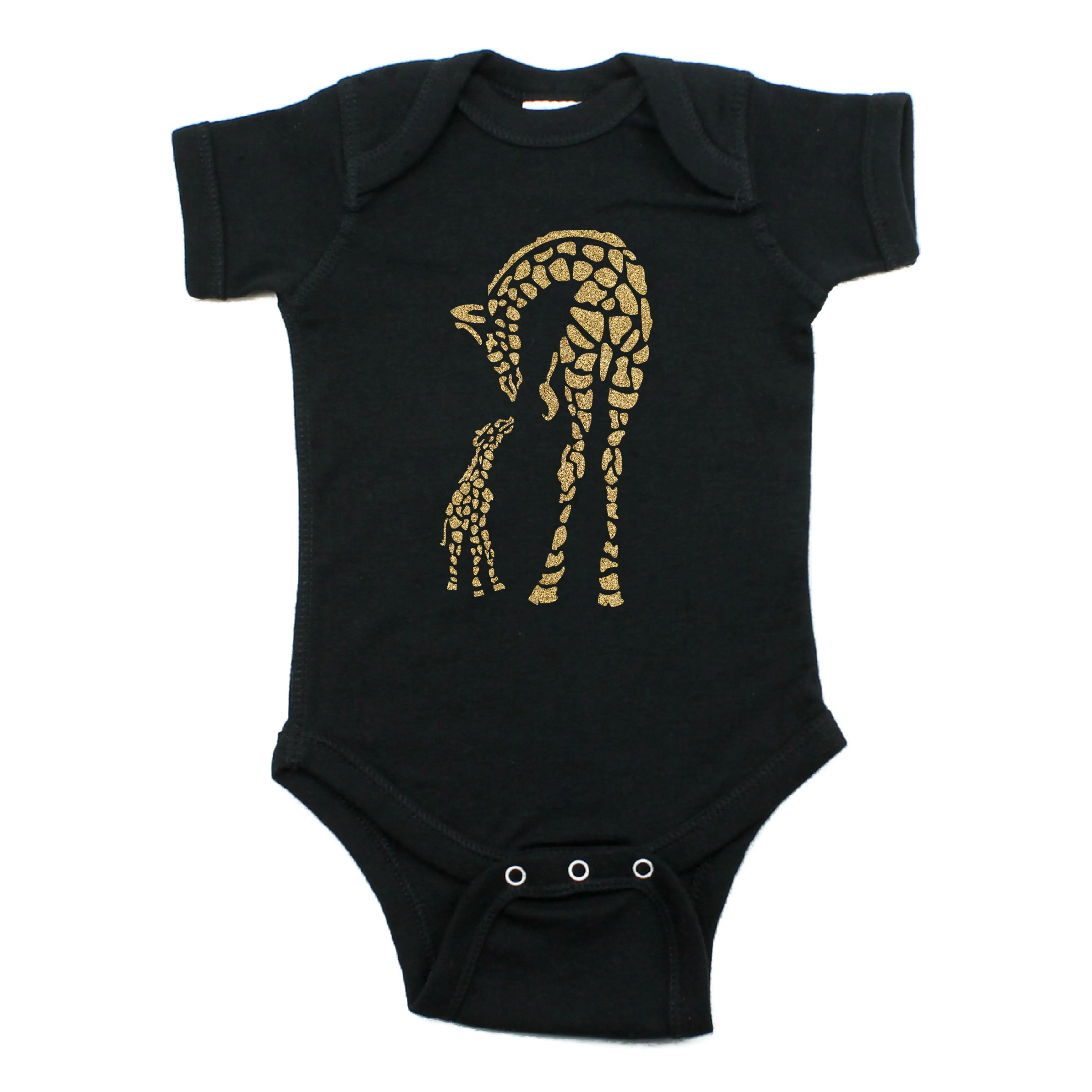 Baby Giraffe and Mommy Short Sleeve Bodysuit