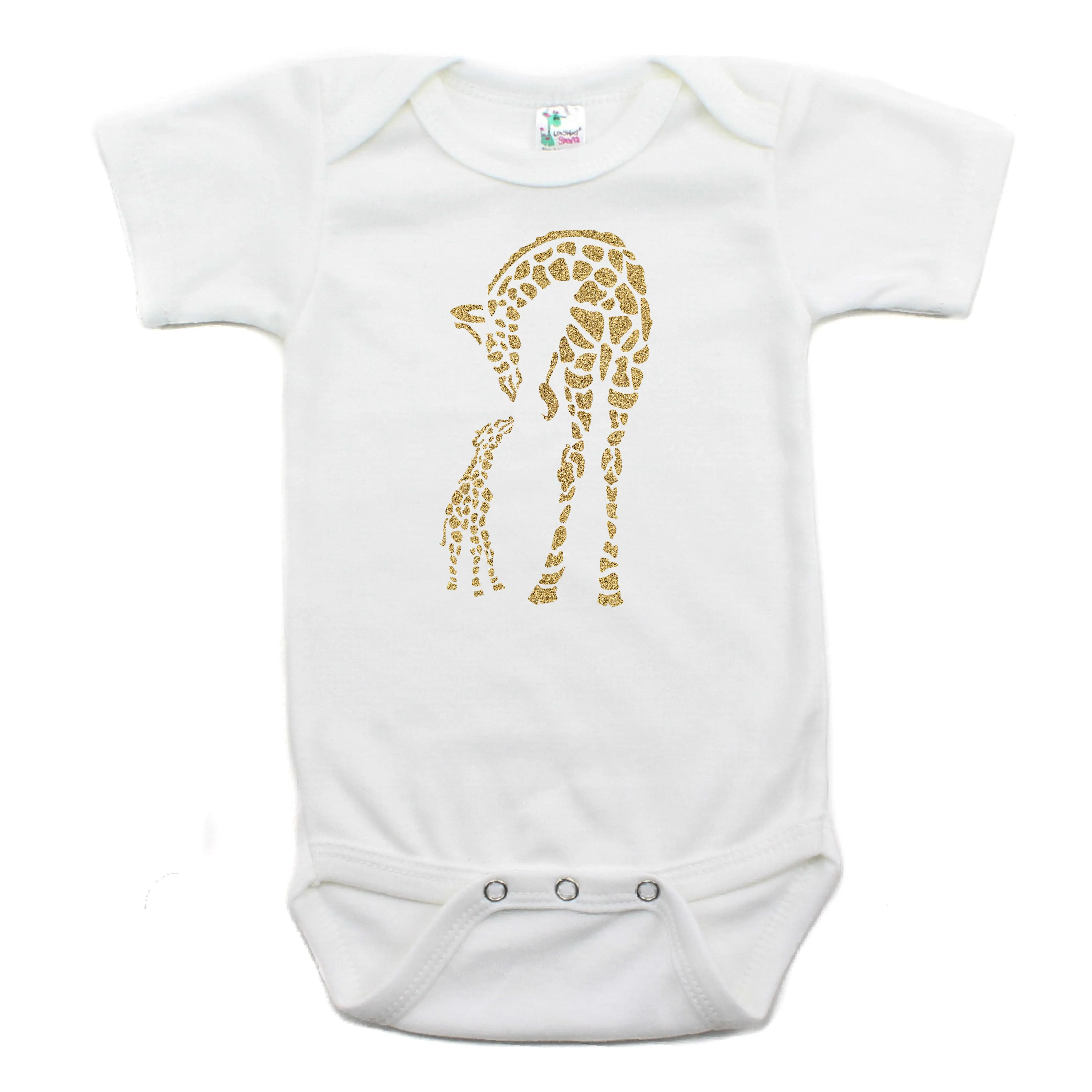 Baby Giraffe and Mommy Short Sleeve Bodysuit