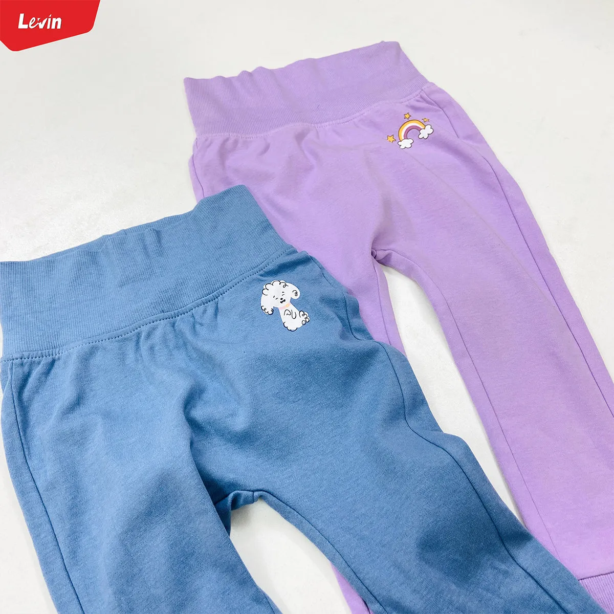 Baby Girl High Waist Full Length Cotton Joggers