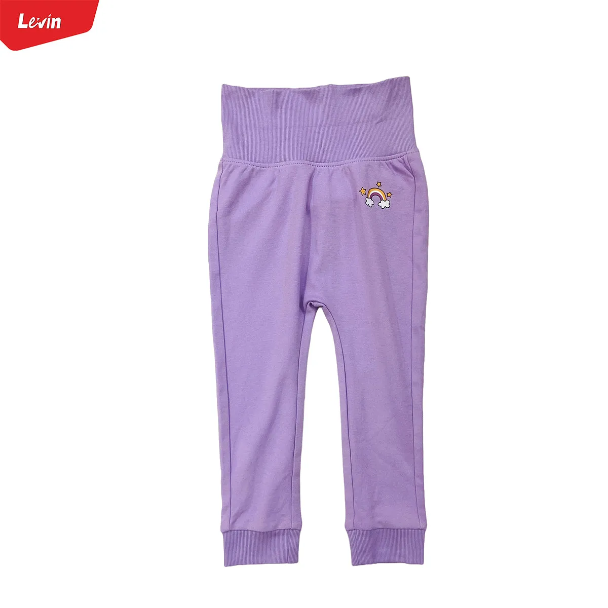 Baby Girl High Waist Full Length Cotton Joggers