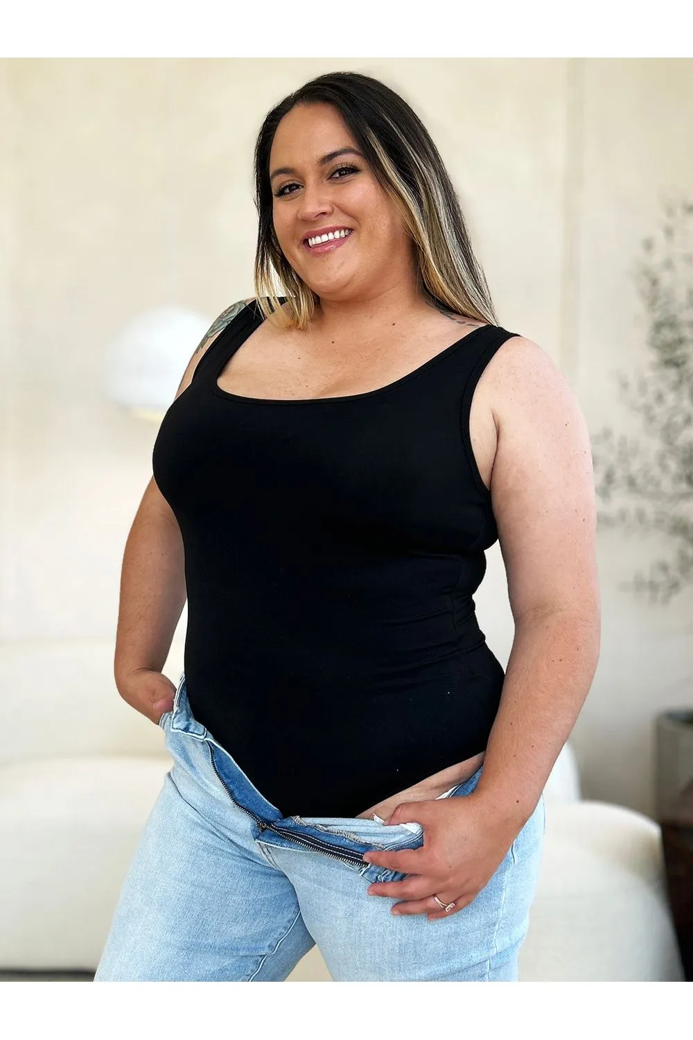 Basic Bae Full Size Square Neck Sleeveless Bodysuit