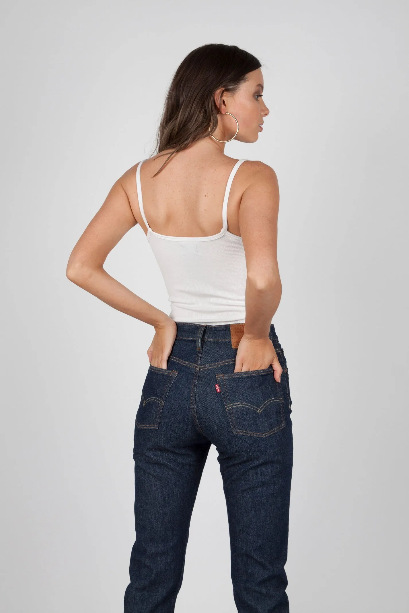 Bayse Brand SPAGHETTI STRAP BUTTON DOWN BODYSUIT WHITE
