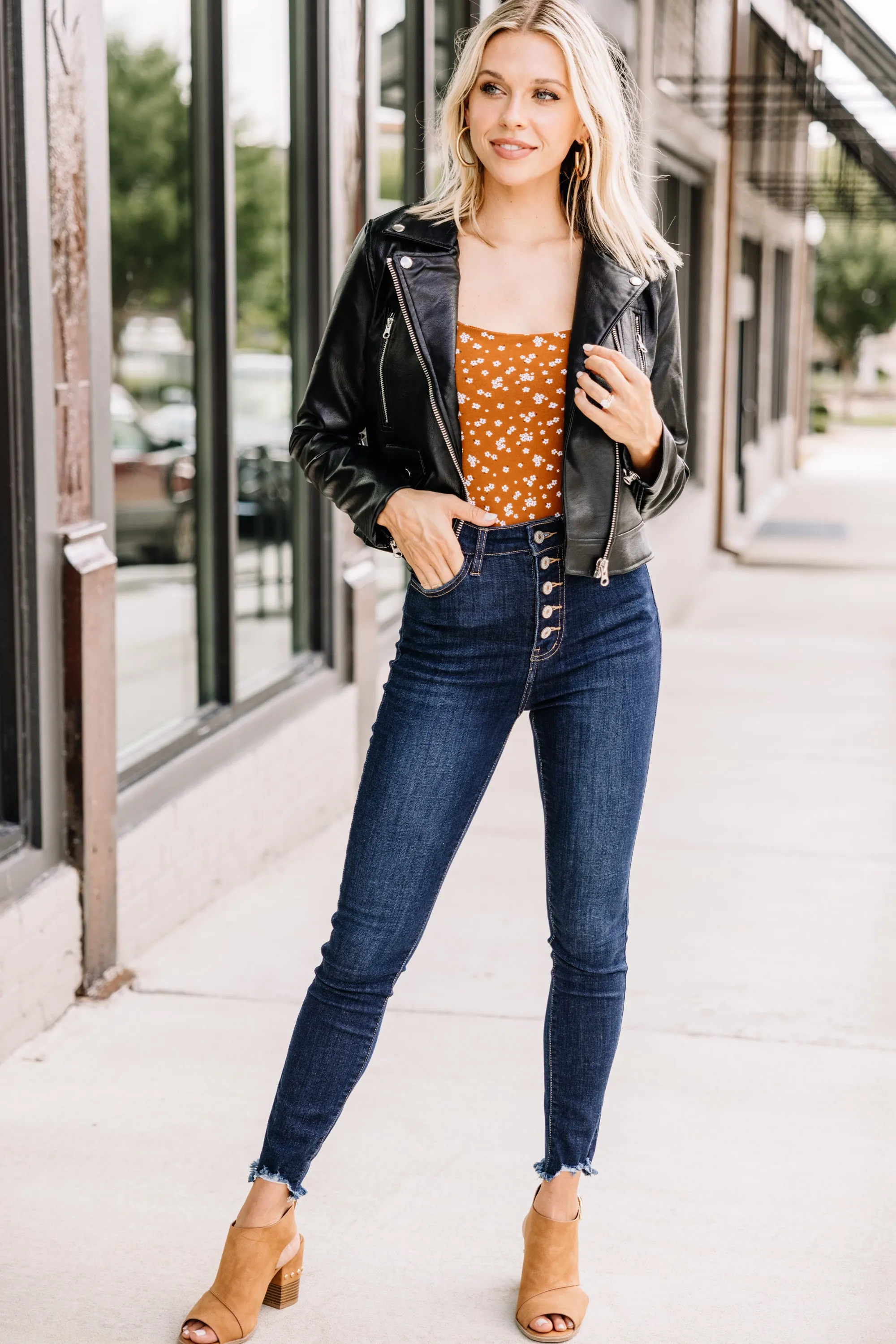 Be With Me Brown Ditsy Floral Bodysuit
