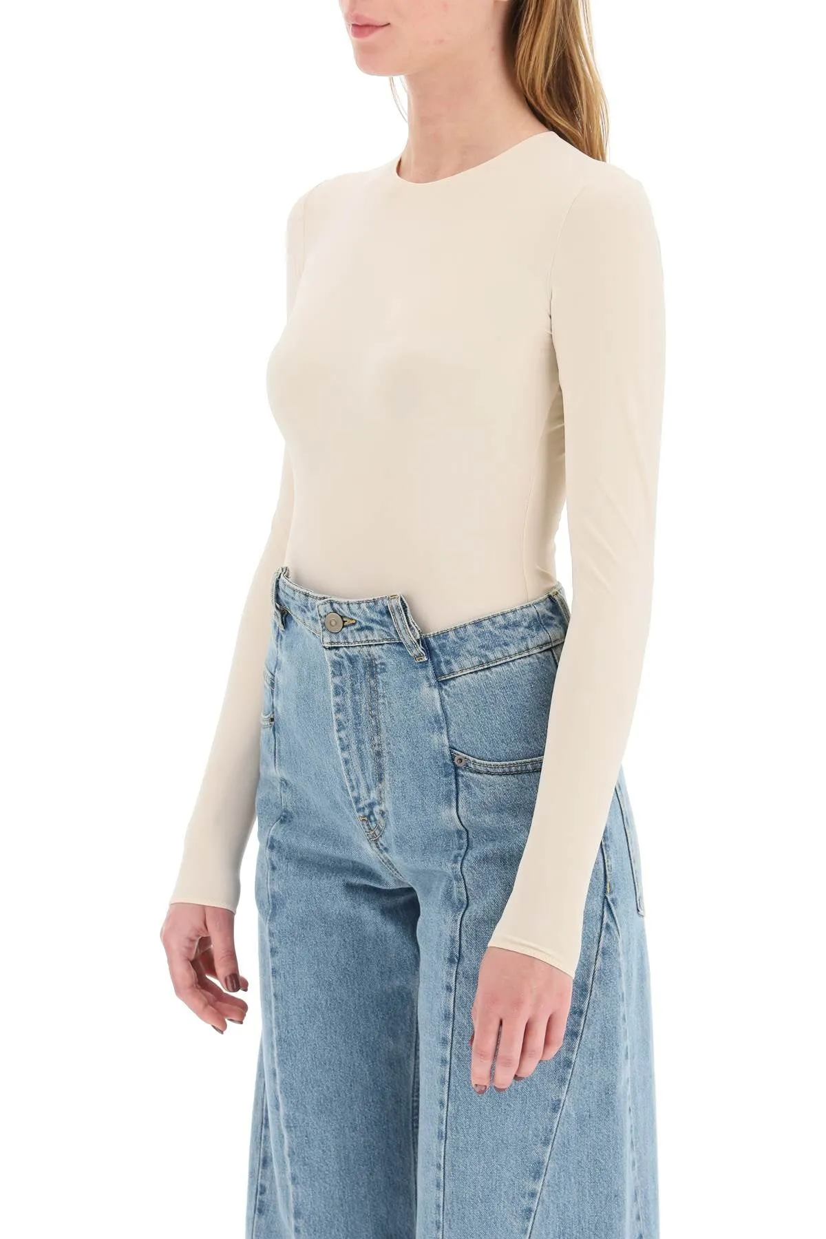 Beige Maison Margiela Second Skin Long Sleeve Bodysuit
