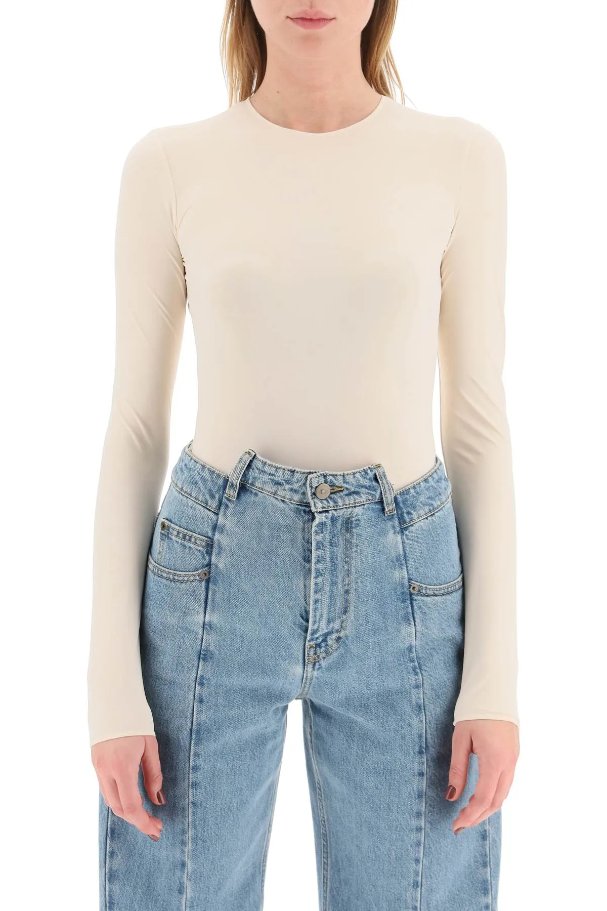 Beige Maison Margiela Second Skin Long Sleeve Bodysuit