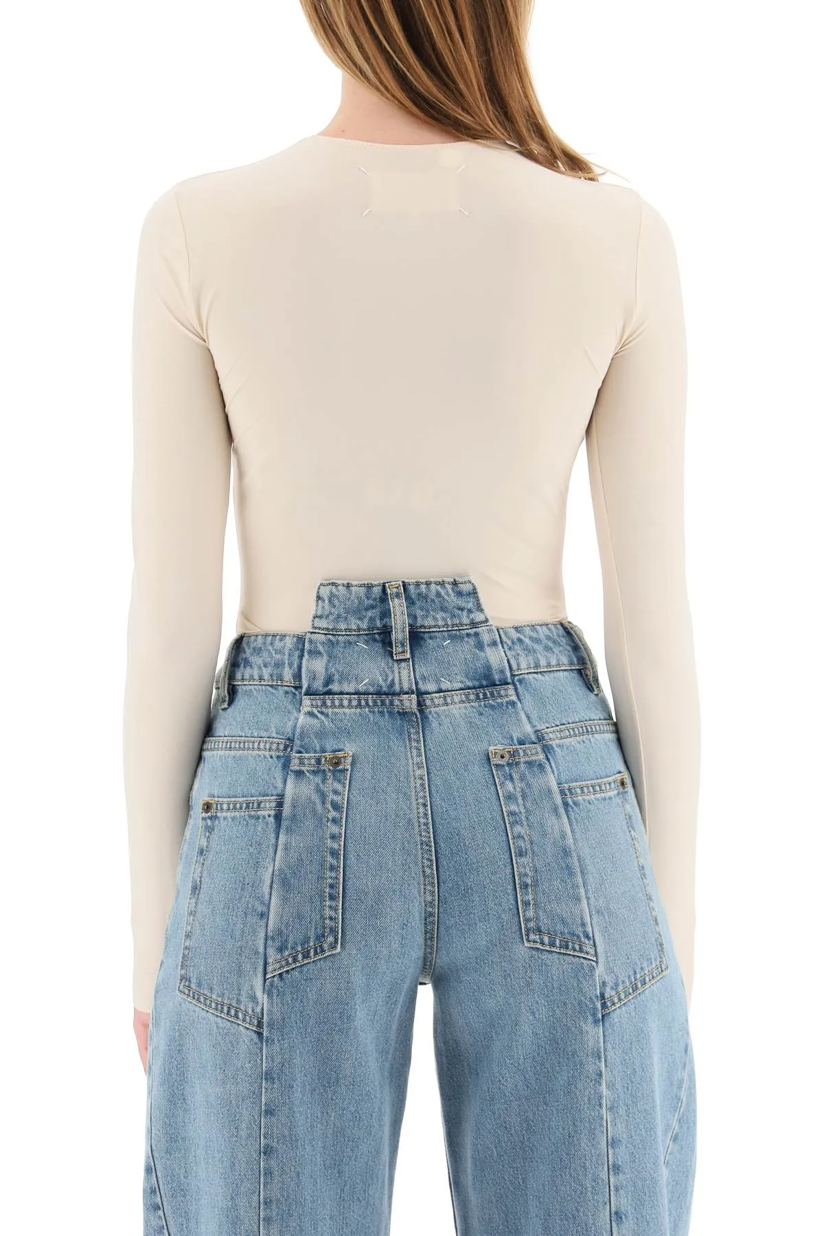 Beige Maison Margiela Second Skin Long Sleeve Bodysuit
