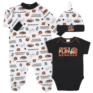 Bengals Baby Boys 3-Piece Bodysuit, Sleep 'N Play, and Cap Set