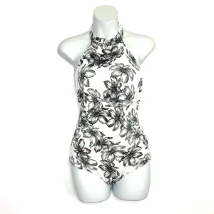 BeVello White Floral Print Halter Top Bodysuit NWT- Size S