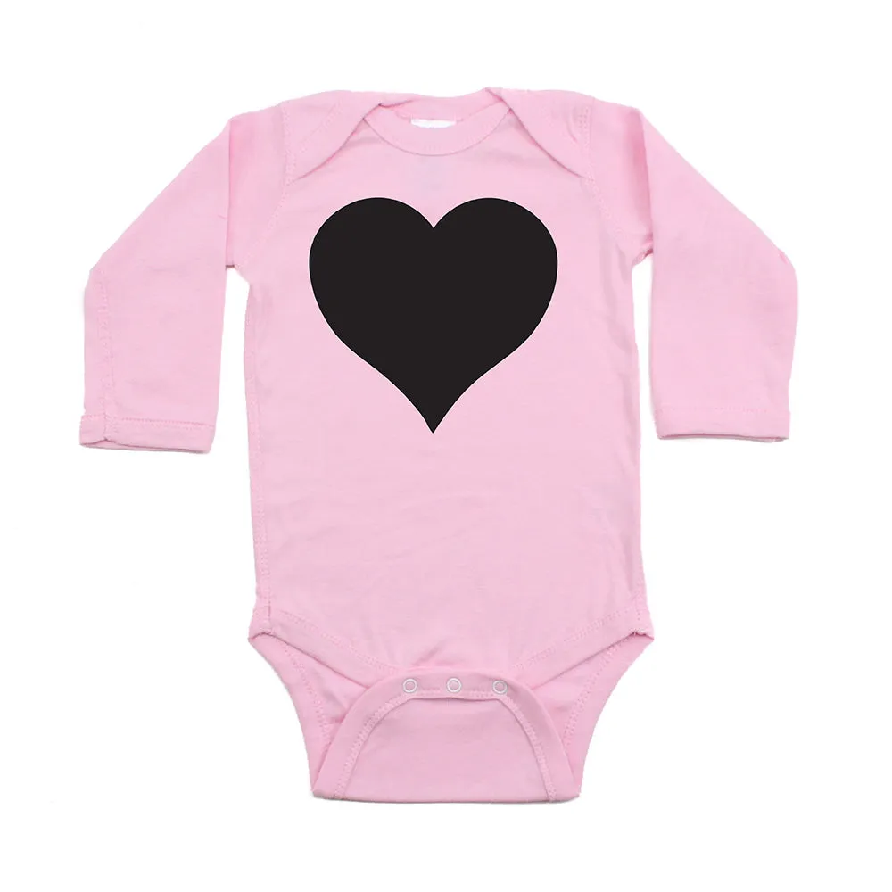 Big Black Heart Long Sleeve Baby Infant Bodysuit