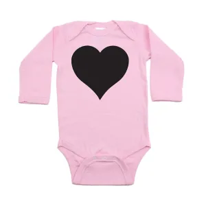 Big Black Heart Long Sleeve Baby Infant Bodysuit