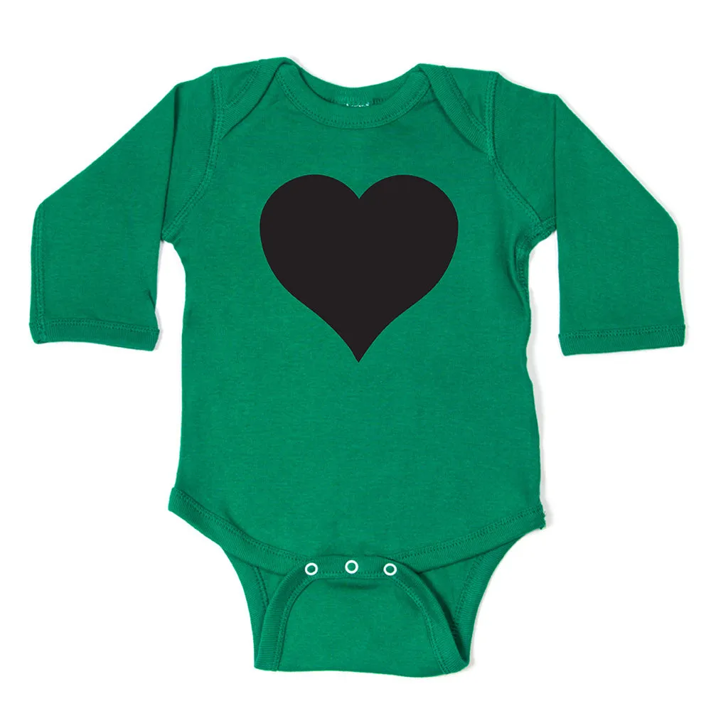 Big Black Heart Long Sleeve Baby Infant Bodysuit