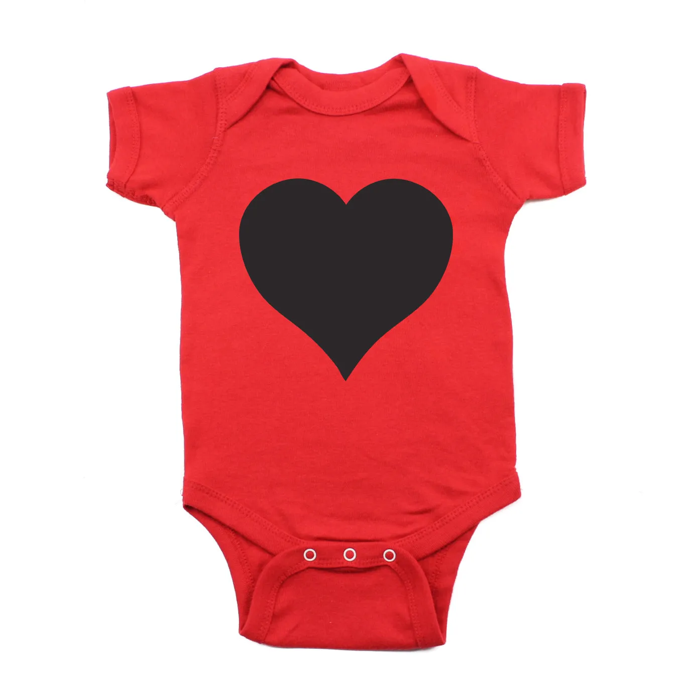 Big Black Heart Short Sleeve Baby Infant Bodysuit