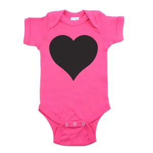 Big Black Heart Short Sleeve Baby Infant Bodysuit