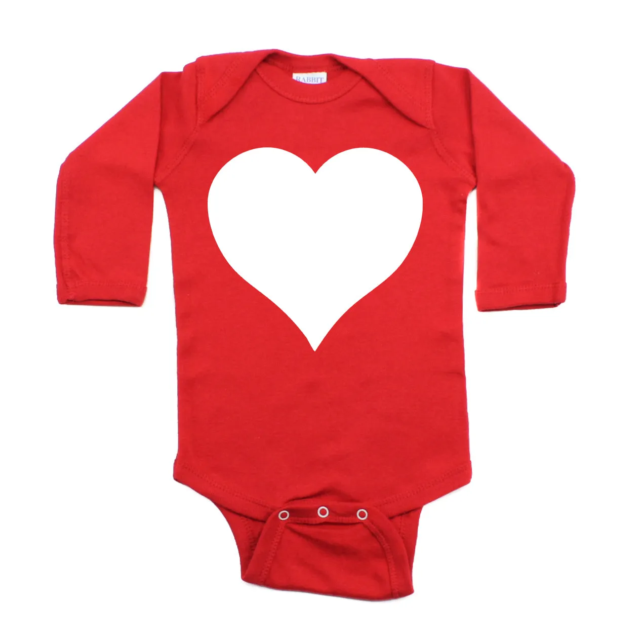 Big White Heart Long Sleeve Baby Infant Bodysuit
