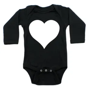 Big White Heart Long Sleeve Baby Infant Bodysuit