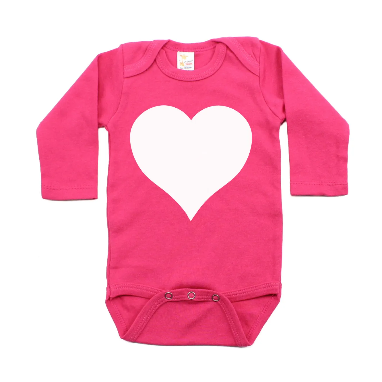 Big White Heart Long Sleeve Baby Infant Bodysuit