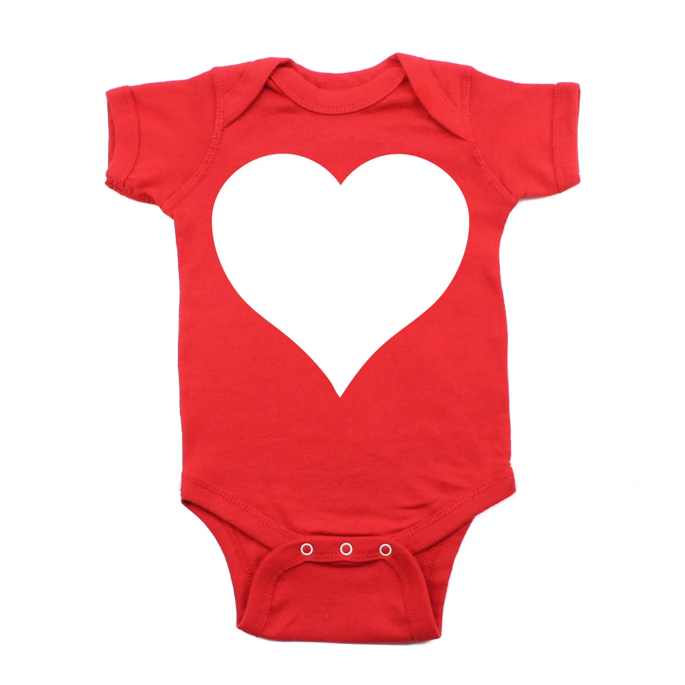 Big White Heart Short Sleeve Baby Infant Bodysuit