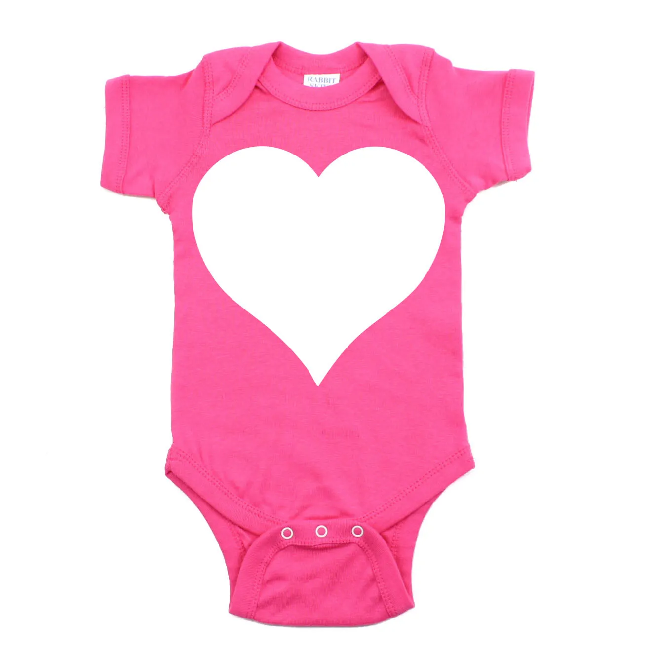 Big White Heart Short Sleeve Baby Infant Bodysuit