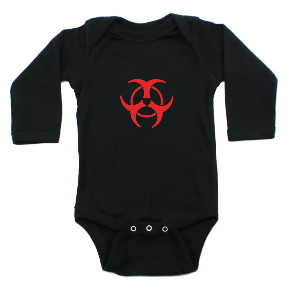 Biohazzard Warning Symbol Long Sleeve Infant Bodysuit