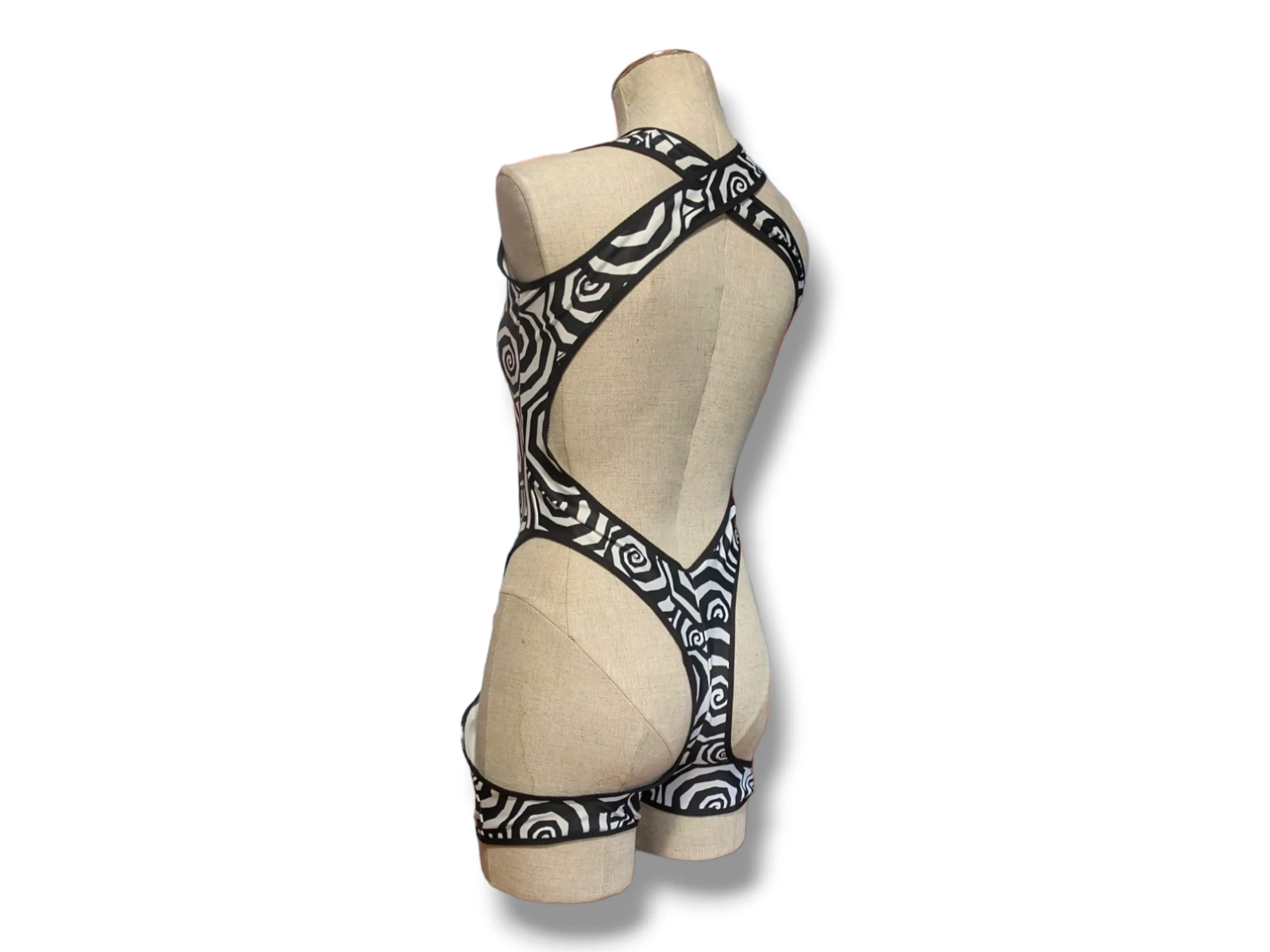 Black and White Swirl Cut Out Romper Bodysuit - Ready to Ship